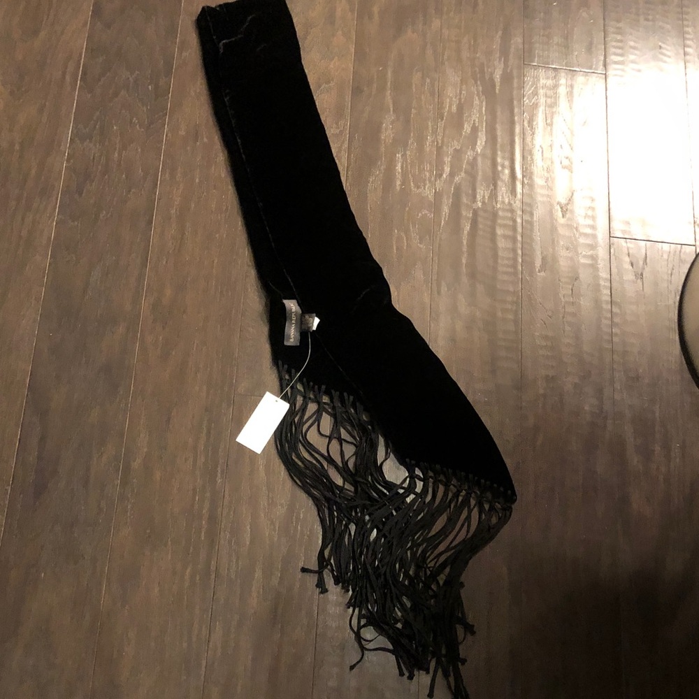 Banana Republic Black Velvet Fringe Scarf